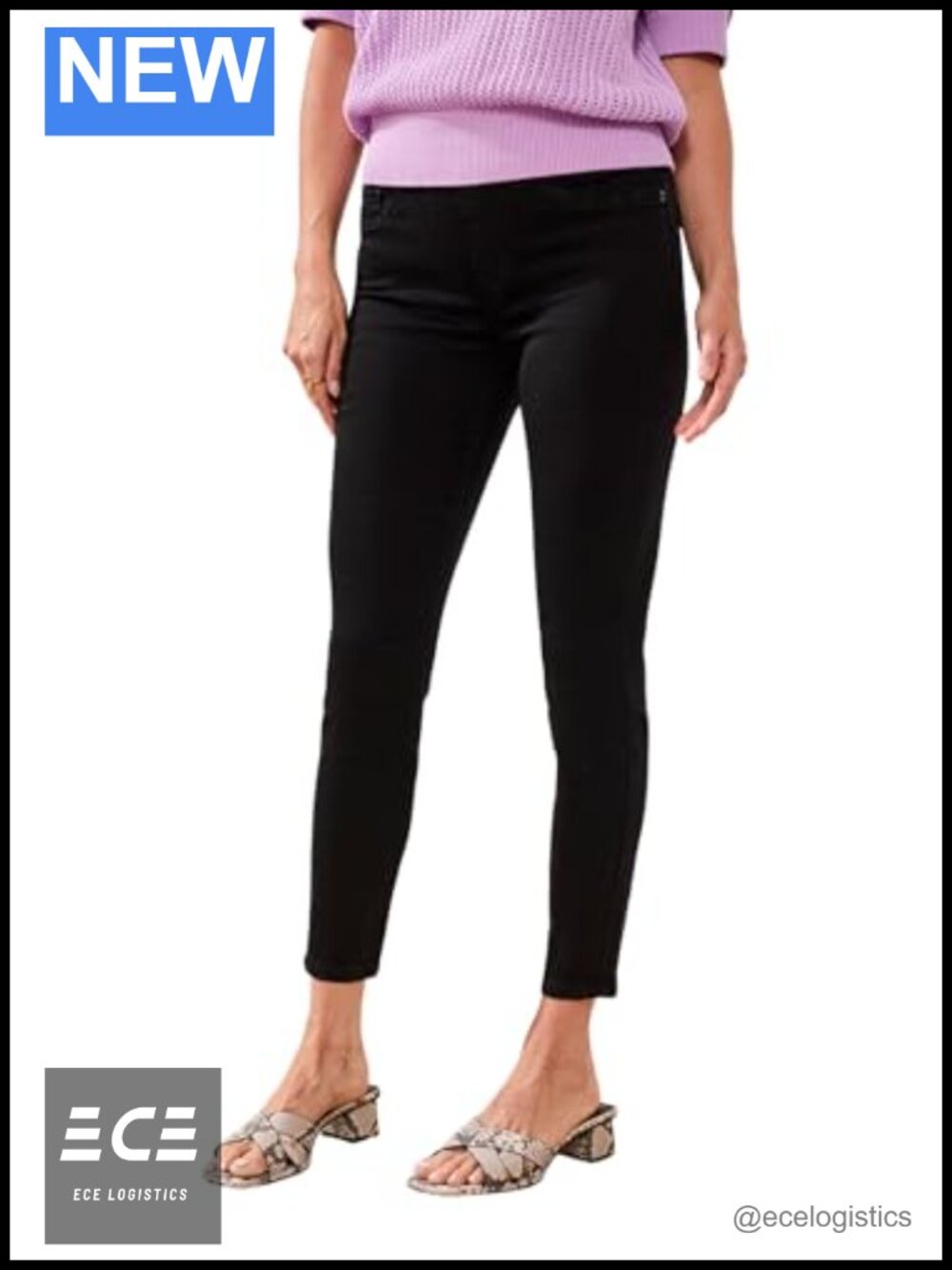 Pull-On Stretch Jeggings Mid Rise Slim Fit Ankle Denim